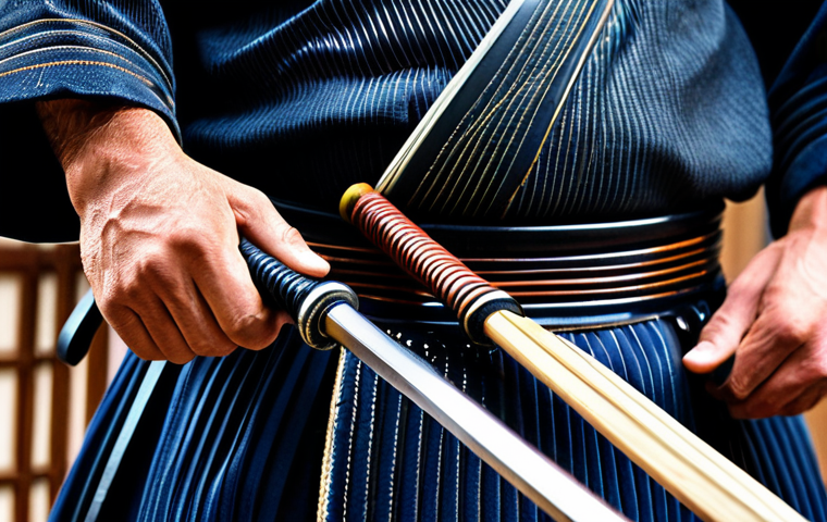 Focus on the Men**
"Close-up of a Kendo Men, highlighting the intricate stitching and robust metal grill. Emphasize the worn leather and faded fabric, suggesting years of dedicated practice. Background slightly blurred, focusing on craftsmanship. High quality, detailed textures, appropriate attire, safe for work, professional."
**