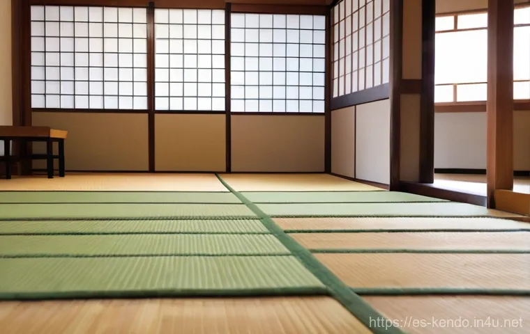 검도 관람 예절 - **Prompt:** "A serene and respectful Kendo dojo scene. Focus on the entrance area where a diverse gr...