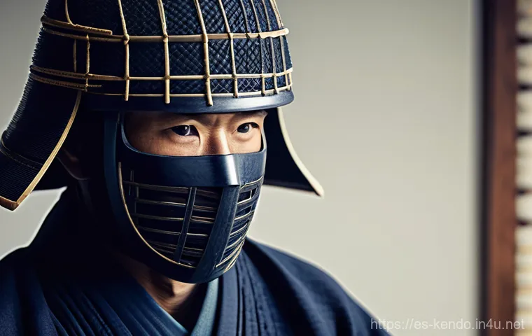 검도 장비 사이즈 가이드 - **Prompt 1: The Focused Kendoka's Men**
A highly detailed, cinematic portrait of a male kendoka ...