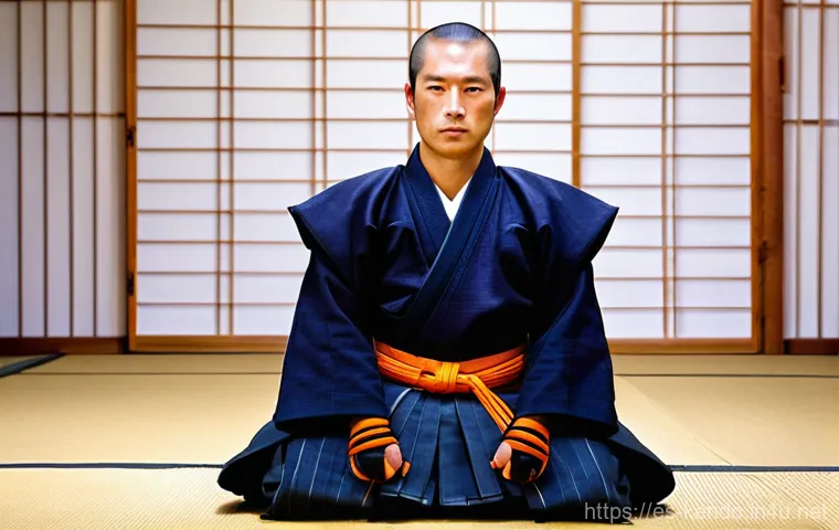 검도 대회에서의 심리전 - Prompt 1: The Gaze of Unwavering Confidence** 검도 대회에서의 심리전 - Prompt 1: The Gaze of Unwavering Confidence**