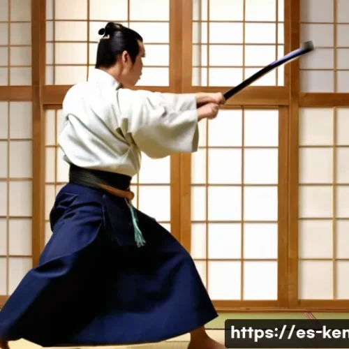 검도와 친구들과의 연습 - **"A Kendo practitioner, a young adult of indeterminate gender, is captured in a dynamic mid-strike ...