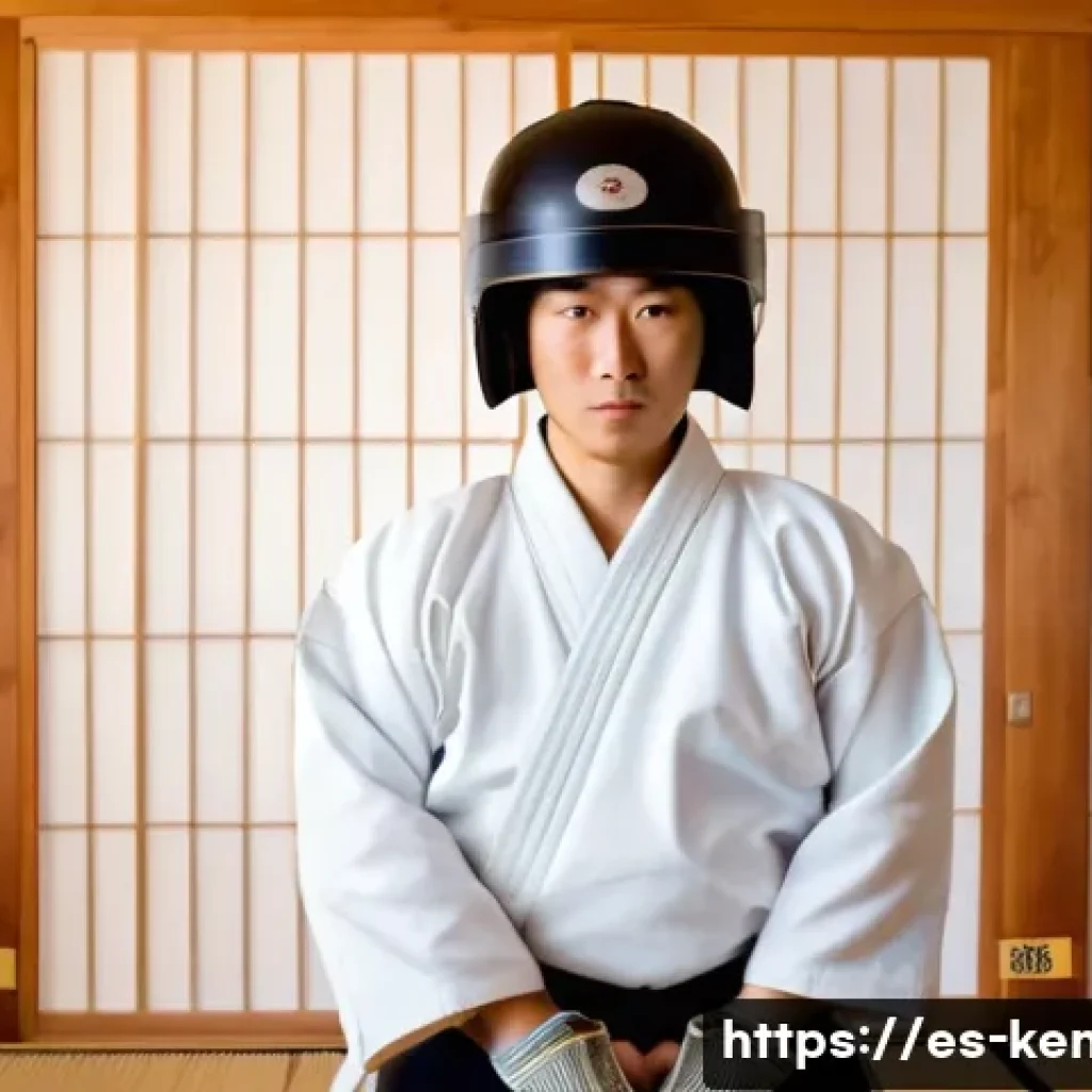 검도 기초 지식 강의 - A focused young adult practicing kendō in a traditional Japanese dojo, wearing full protective bogu ...