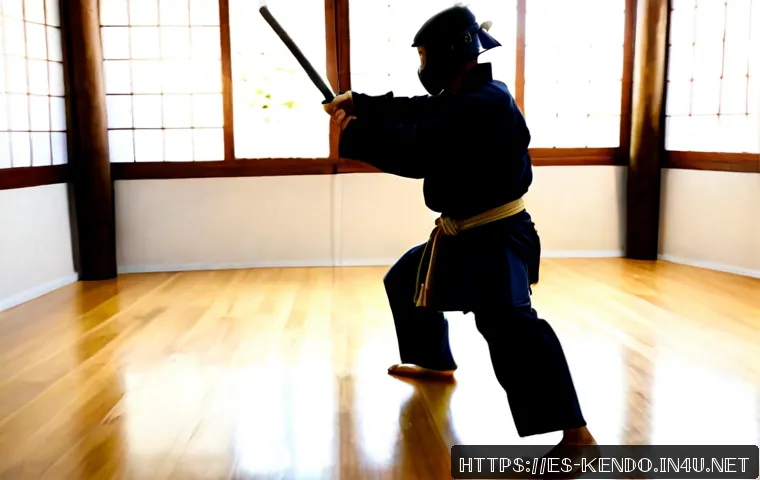 검도와 체중 조절 - Photorealistic adult Spanish man in full kendo uniform and protective armor practicing controlled ba...