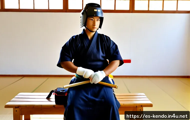 Home 15 검도 대회 준비 체크리스트 - Photorealistic kendo tournament preparation scene in a bright Spanish community sports hall, adult p...